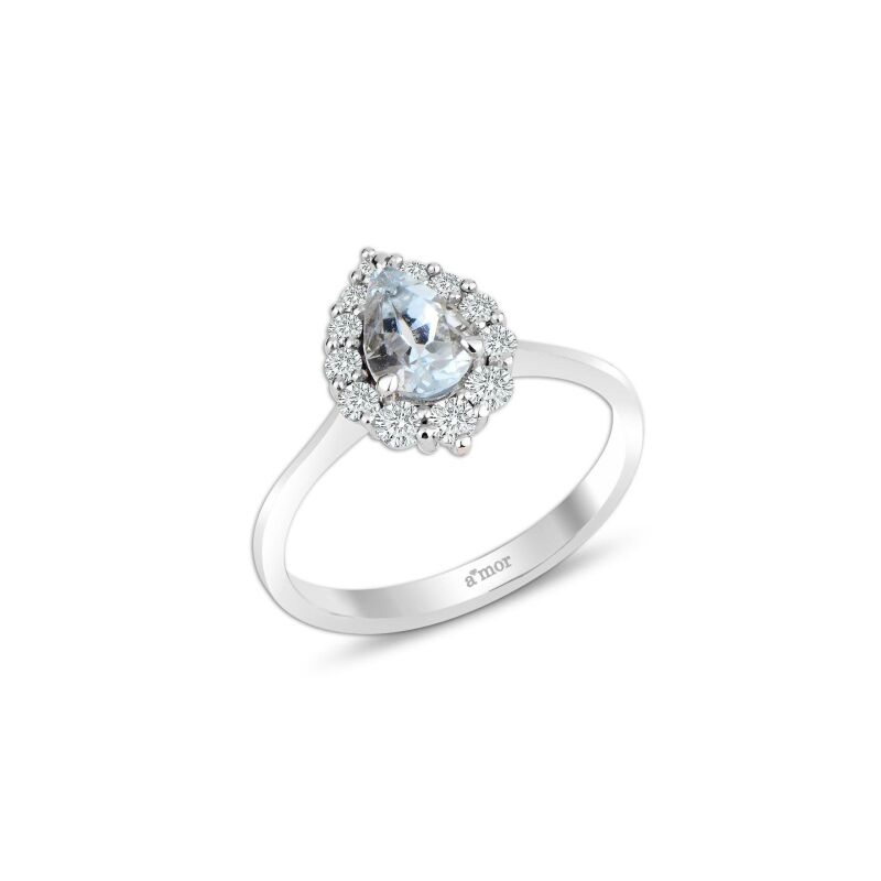 1.08 Karat Blue Topaz Pırlanta Fantezi Yüzük - IDL Sertifikalı - 1