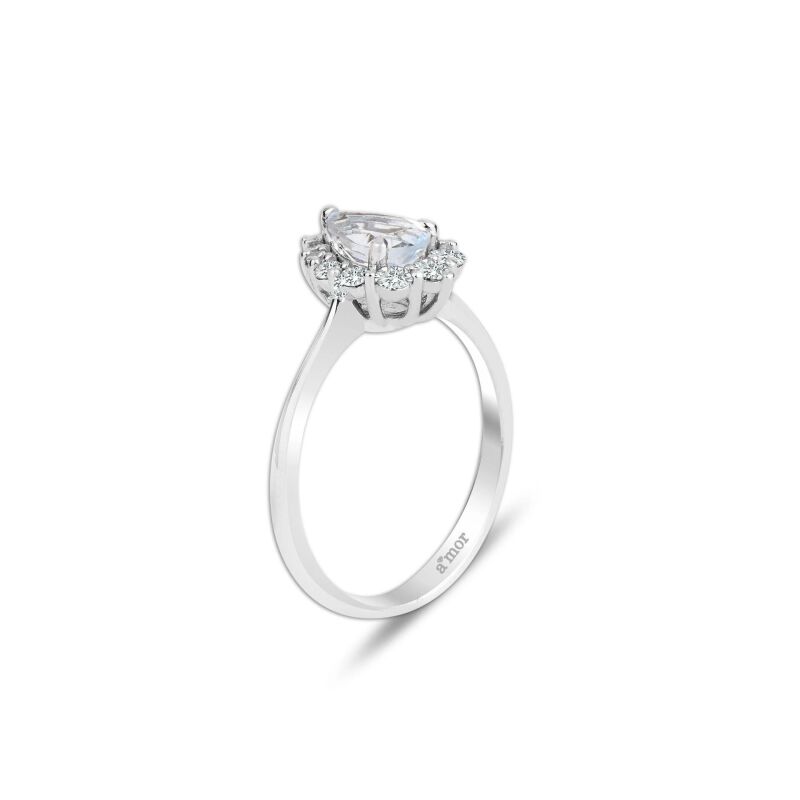 1.08 Karat Blue Topaz Pırlanta Fantezi Yüzük - IDL Sertifikalı - 2
