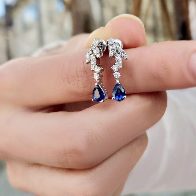 1.14 Karat Pırlanta Safir Küpe - IDL Sertifikalı - 3