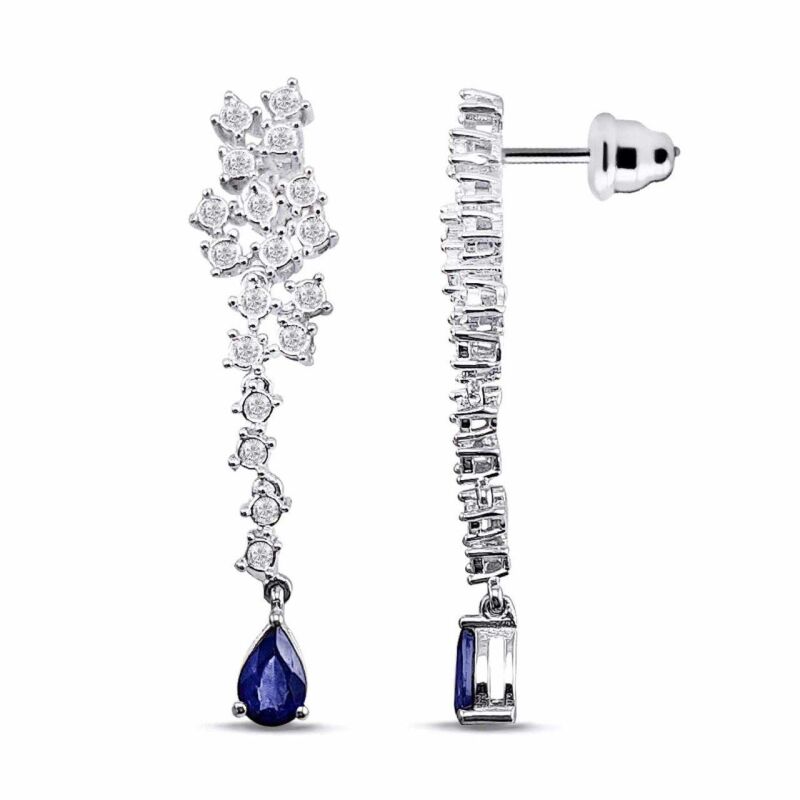 1.14 Karat Pırlanta Safir Küpe - IDL Sertifikalı - 1