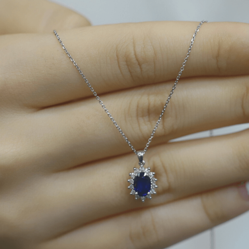 1.15 Karat Pırlanta Safir Kolye - IDL Sertifikalı - 2