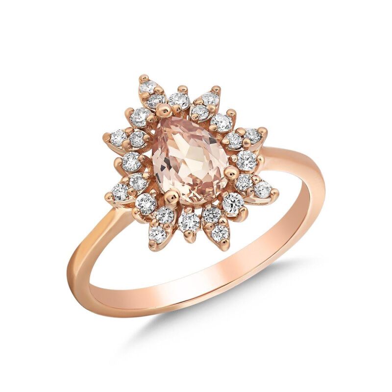 1.18 Karat Morganite Pırlanta Vintage Yüzük - IDL Sertifikalı - 2