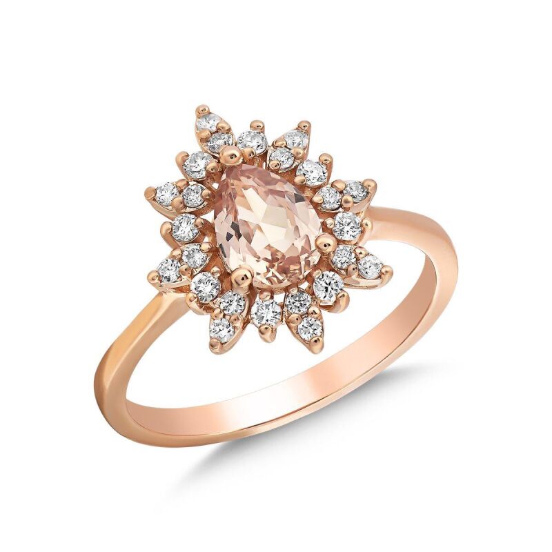 1.18 Karat Morganite Pırlanta Vintage Yüzük - 2