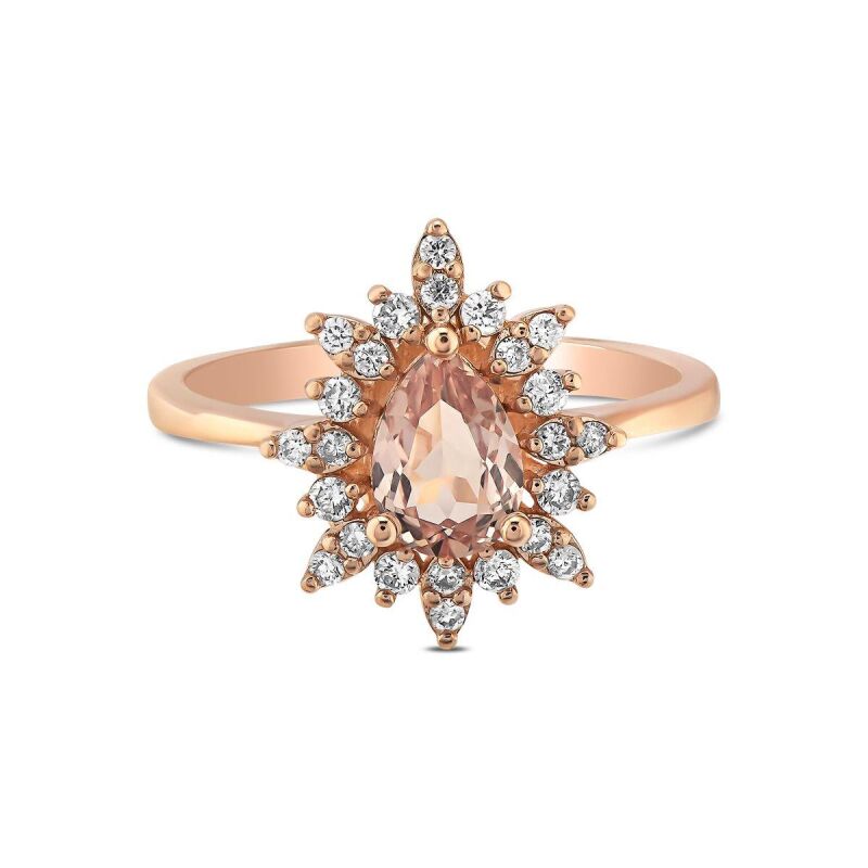 1.18 Karat Morganite Pırlanta Vintage Yüzük - IDL Sertifikalı - 1