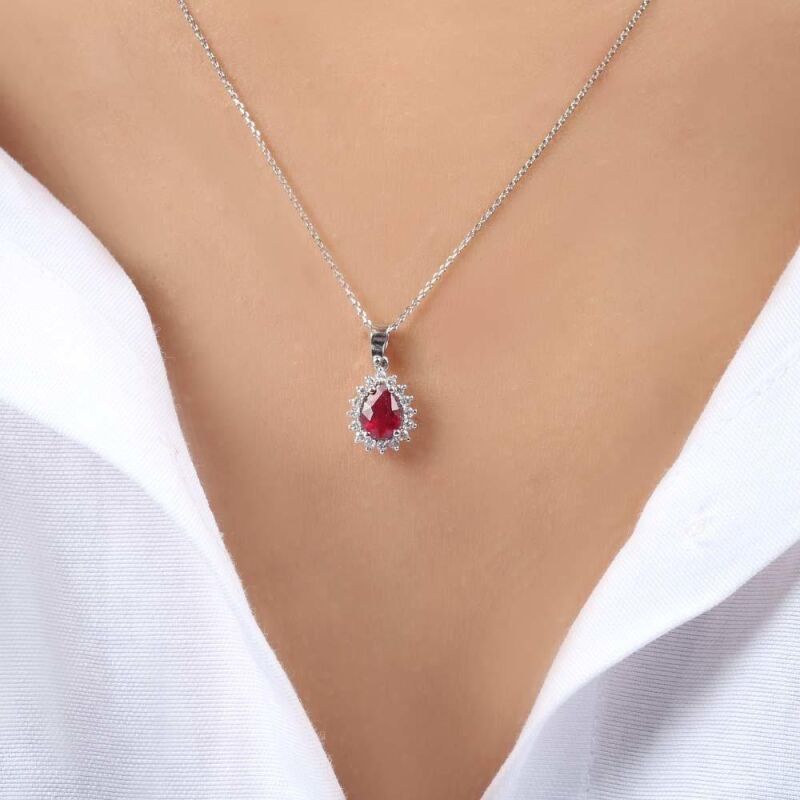 1.18 Karat Pırlanta Yakut Kolye - IDL Sertifikalı - 2