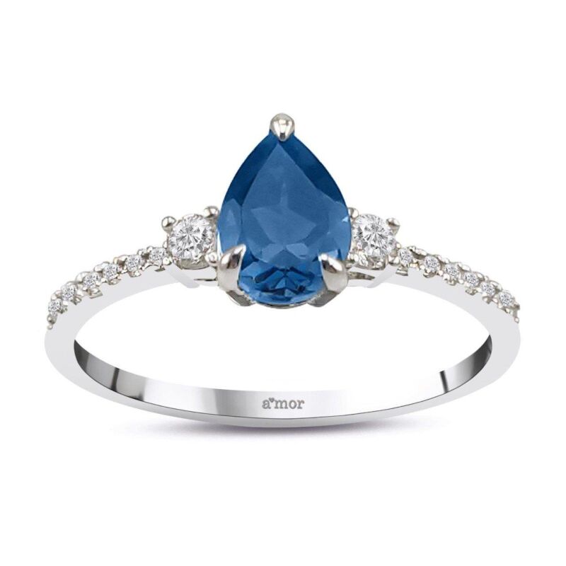 1.20 Karat London Blue Pırlanta Fantezi Yüzük - IDL Sertifikalı - 1