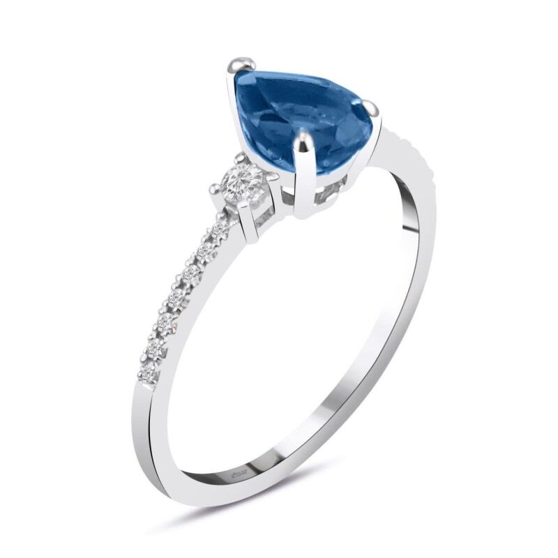 1.20 Karat London Blue Pırlanta Fantezi Yüzük - IDL Sertifikalı - 2