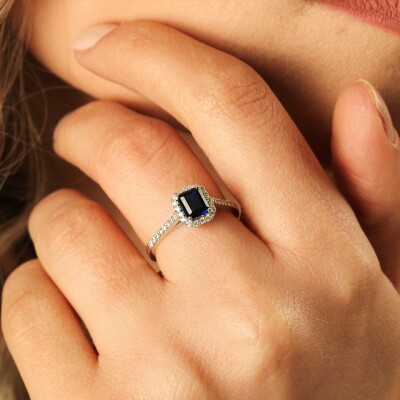 1.23 Karat Pırlanta Safir Yüzük - IDL Sertifikalı - 3