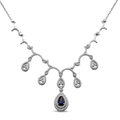 1.26 Karat Pırlanta Safir Kolye - IDL Sertifikalı - 1
