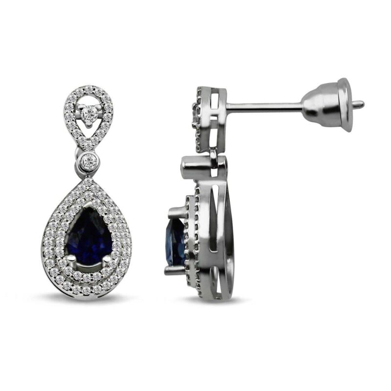 1.27 Karat Pırlanta Safir Küpe - IDL Sertifikalı - 1