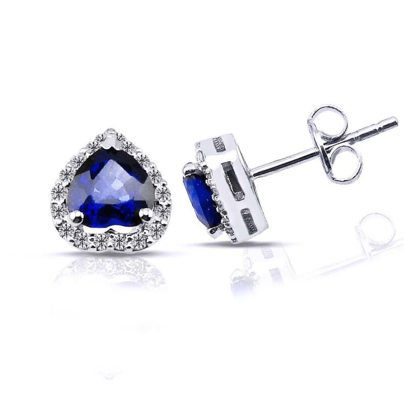 1.30 Karat Pırlanta Safir Küpe - IDL Sertifikalı - 1