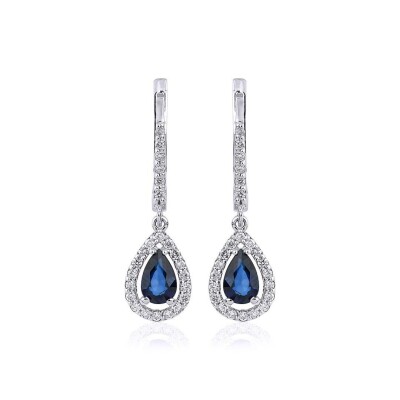 1.31 Karat Pırlanta Safir Küpe - IDL Sertifikalı - 1