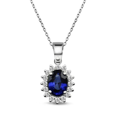 1.34 Karat Pırlanta Safir Kolye - IDL Sertifikalı - 1