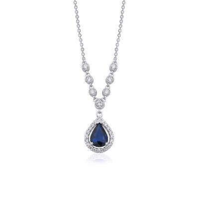 1.36 Karat Pırlanta Safir Kolye - IDL Sertifikalı - 1