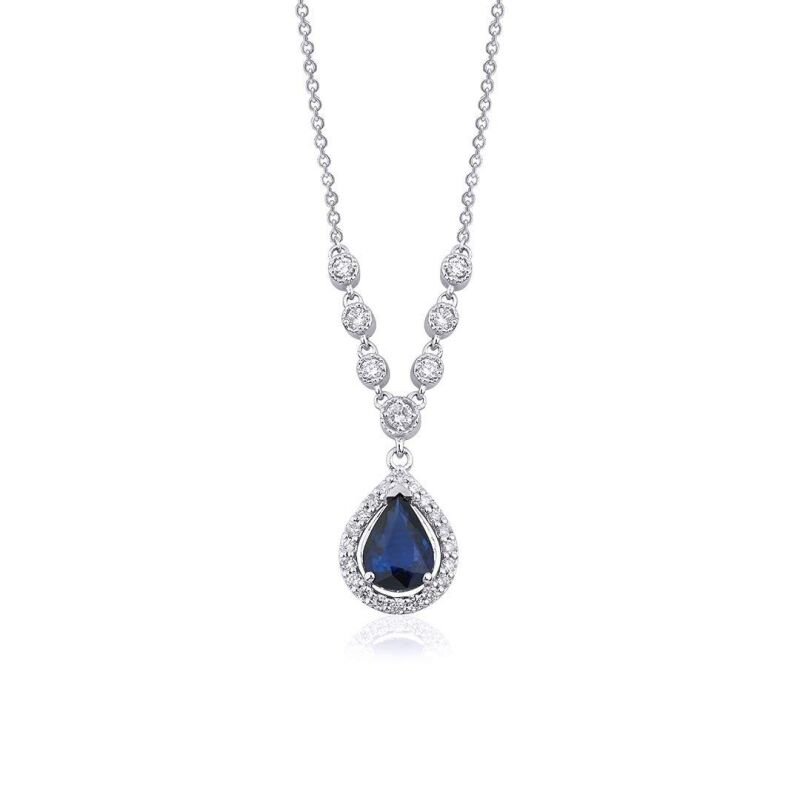 1.36 Karat Pırlanta Safir Kolye - IDL Sertifikalı - 1