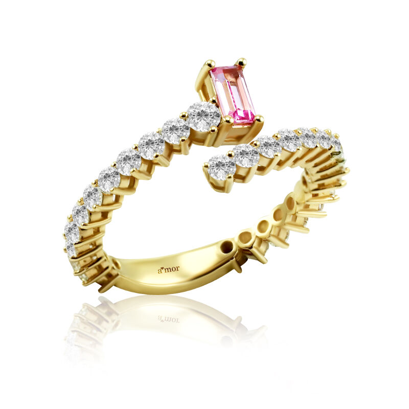 1.37 Karat Pembe Topaz Pırlanta Fantezi Yüzük - IDL Sertifikalı - 1