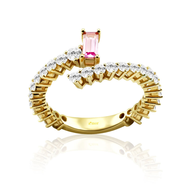 1.37 Karat Pembe Topaz Pırlanta Fantezi Yüzük - IDL Sertifikalı - 2