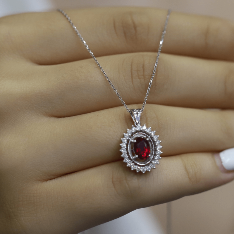 1.40 Karat Pırlanta Yakut Kolye - IDL Sertifikalı - 2