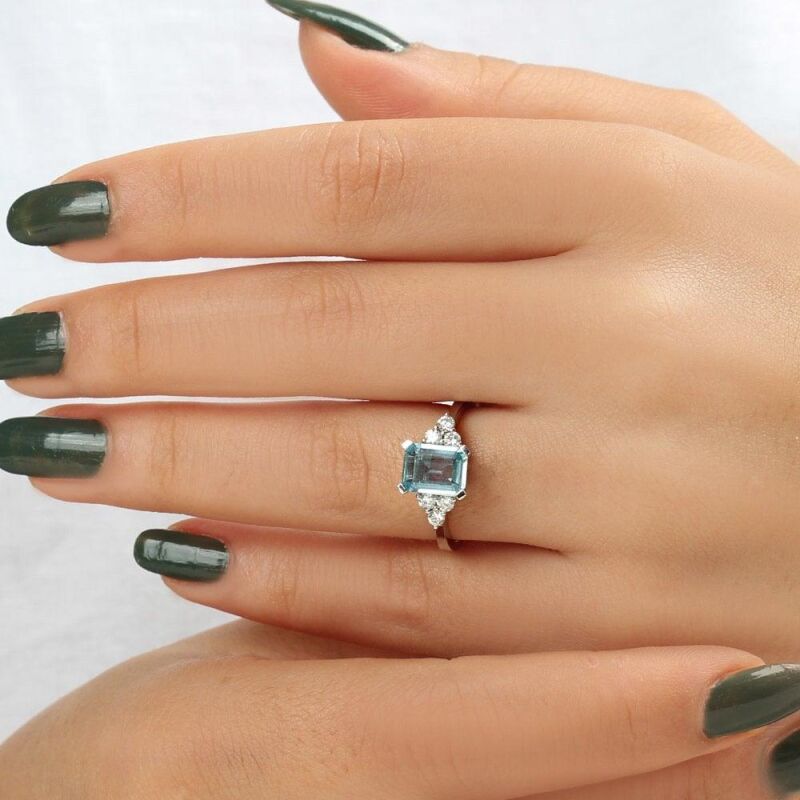 1.41 Karat Aquamarine Pırlanta Yüzük - IDL Sertifikalı - 4