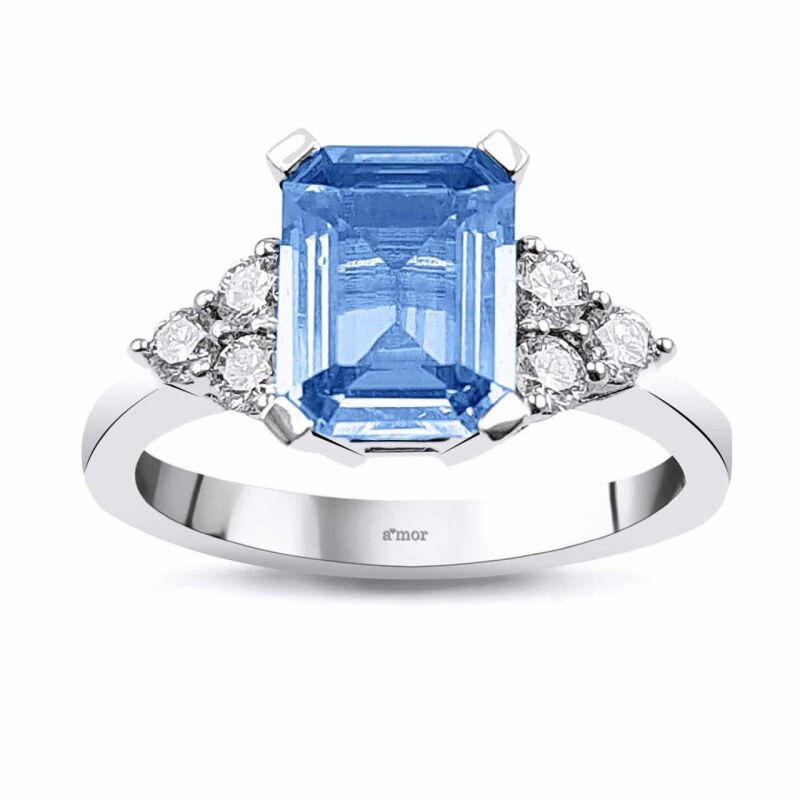 1.41 Karat Aquamarine Pırlanta Yüzük - IDL Sertifikalı - 1