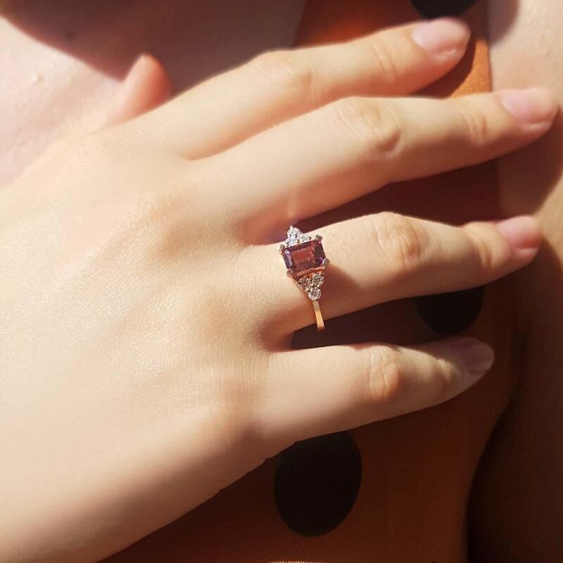 1.41 Karat Pırlanta Pink Safir Yüzük - IDL Sertifikalı - 4