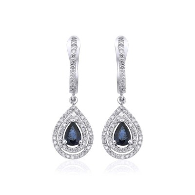 1.46 Karat Pırlanta Safir Küpe - IDL Sertifikalı - 1