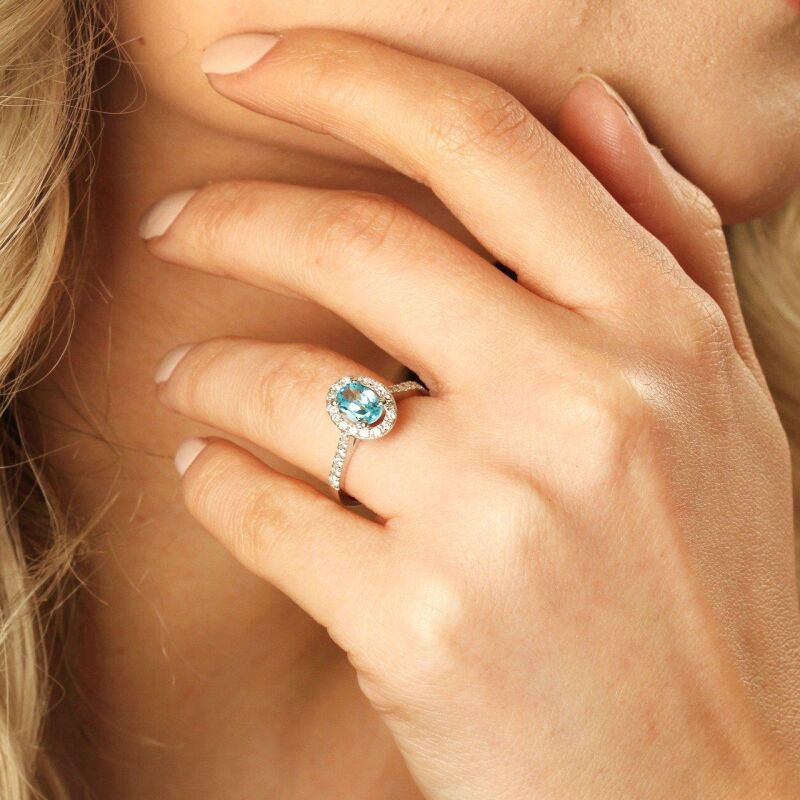 1.47 Karat Blue Topaz Pırlanta Fantezi Yüzük - IDL Sertifikalı - 3