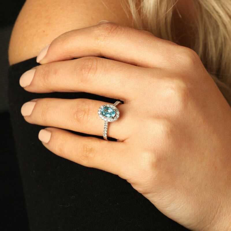 1.47 Karat Blue Topaz Pırlanta Fantezi Yüzük - IDL Sertifikalı - 4