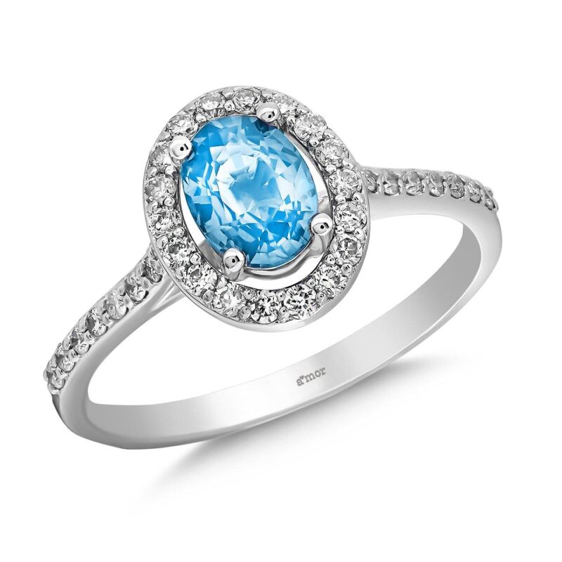 1.47 Karat Blue Topaz Pırlanta Fantezi Yüzük - IDL Sertifikalı - 2