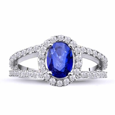 1.48 Karat Pırlanta Safir Yüzük - IDL Sertifikalı - 1