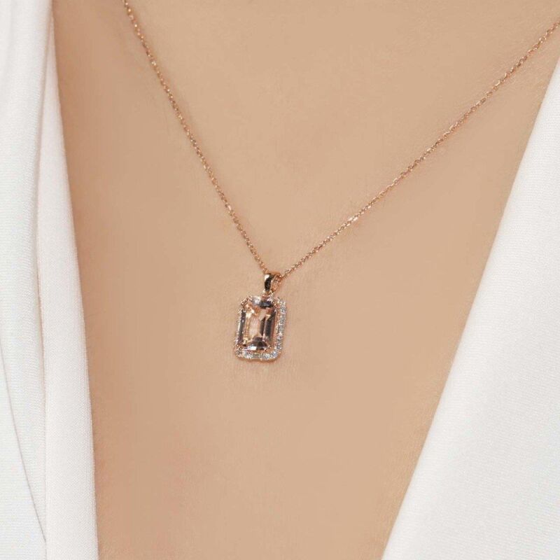 1.57 Karat Pırlanta Morganit Kolye - IDL Sertifikalı - 2