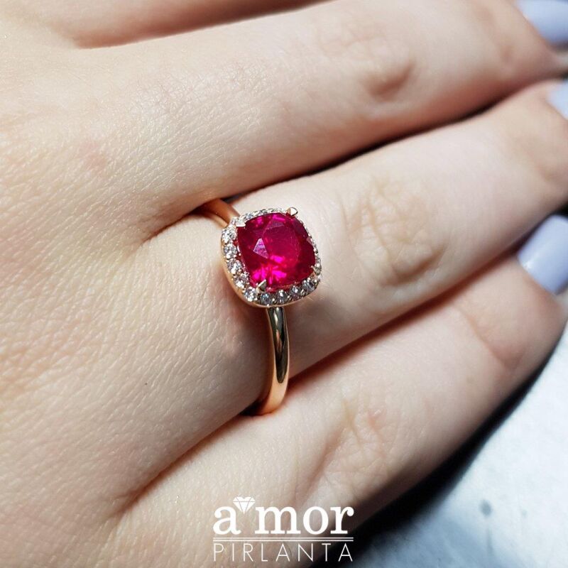 1.59 Karat Pembe Turmalin Pırlanta Fantezi Yüzük - IDL Sertifikalı - 3