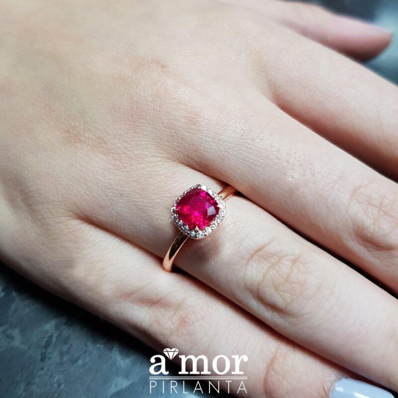1.59 Karat Pembe Turmalin Pırlanta Fantezi Yüzük - IDL Sertifikalı - 4