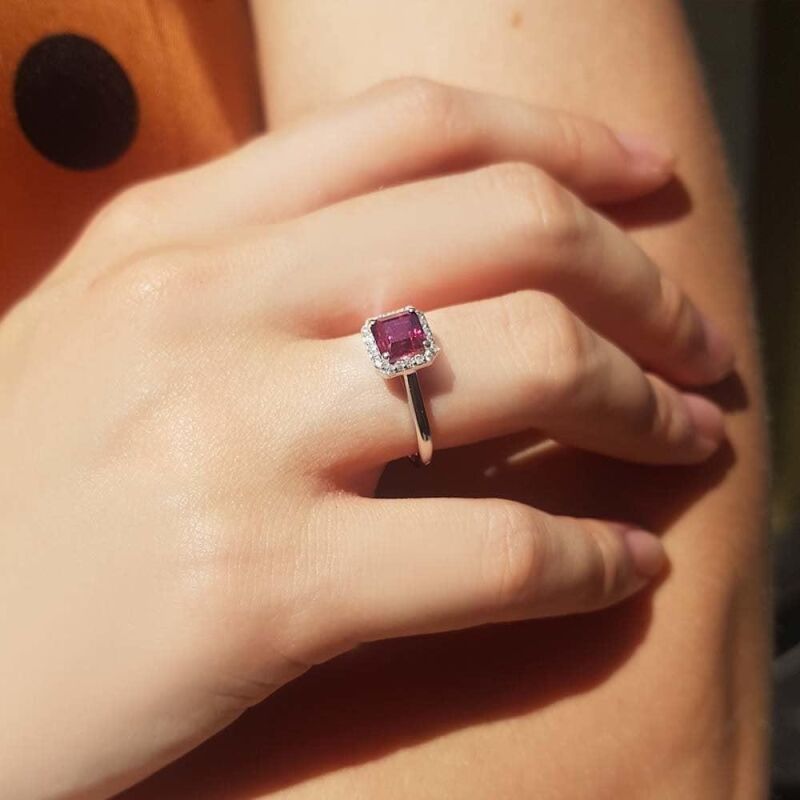1.60 Karat Rhodolite Pırlanta Fantezi Yüzük - IDL Sertifikalı - 4