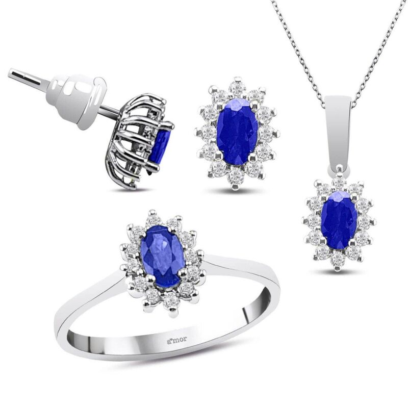 1.60 Karat Safir Pırlanta Set - IDL Sertifikalı - 1