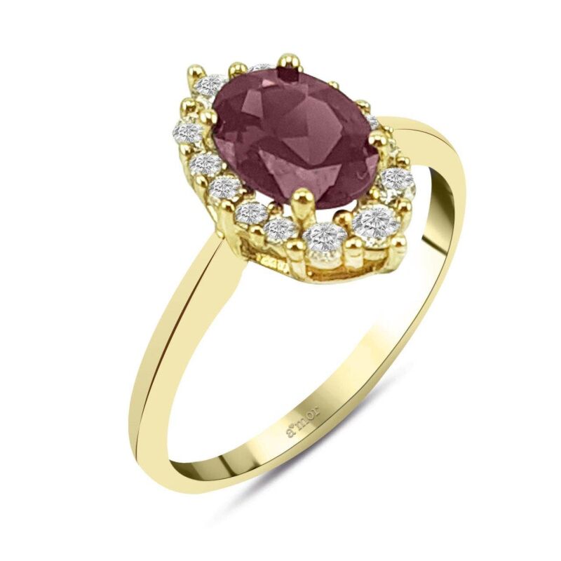 1.67 Karat Rhodolite Pırlanta Fantezi Yüzük - IDL Sertifikalı - 2