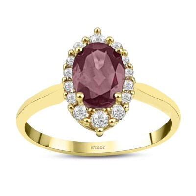 1.67 Karat Rhodolite Pırlanta Fantezi Yüzük - IDL Sertifikalı - 1