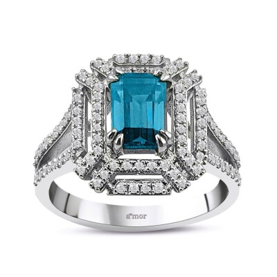1.68 Karat London Blue Pırlanta Fantezi Yüzük - IDL Sertifikalı - 1