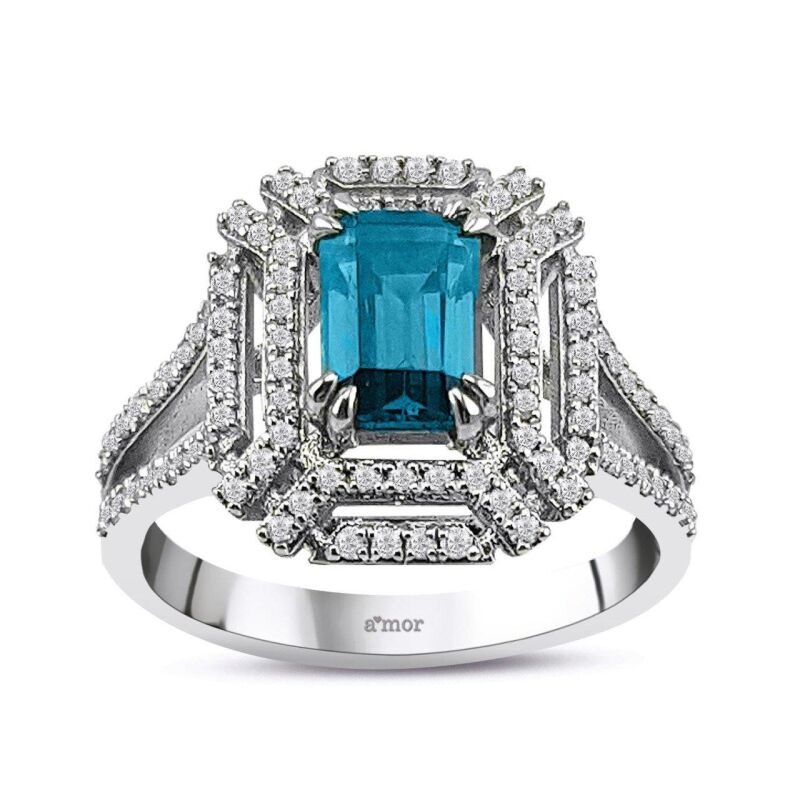 1.68 Karat London Blue Pırlanta Fantezi Yüzük - IDL Sertifikalı - 1