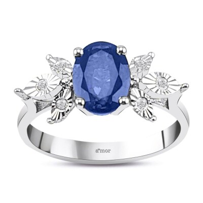 1.69 Karat Pırlanta Safir Yüzük - IDL Sertifikalı - 1