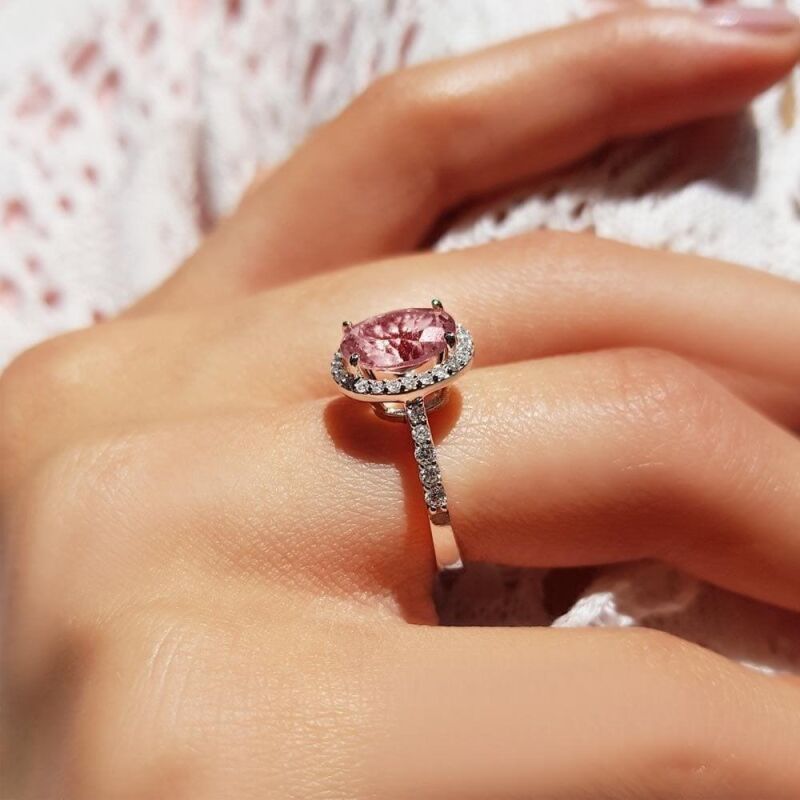 1.73 Karat Morganit Pırlanta Fantezi Yüzük - IDL Sertifikalı - 4