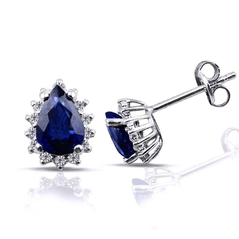 1.77 Karat Pırlanta Safir Küpe - IDL Sertifikalı - 1