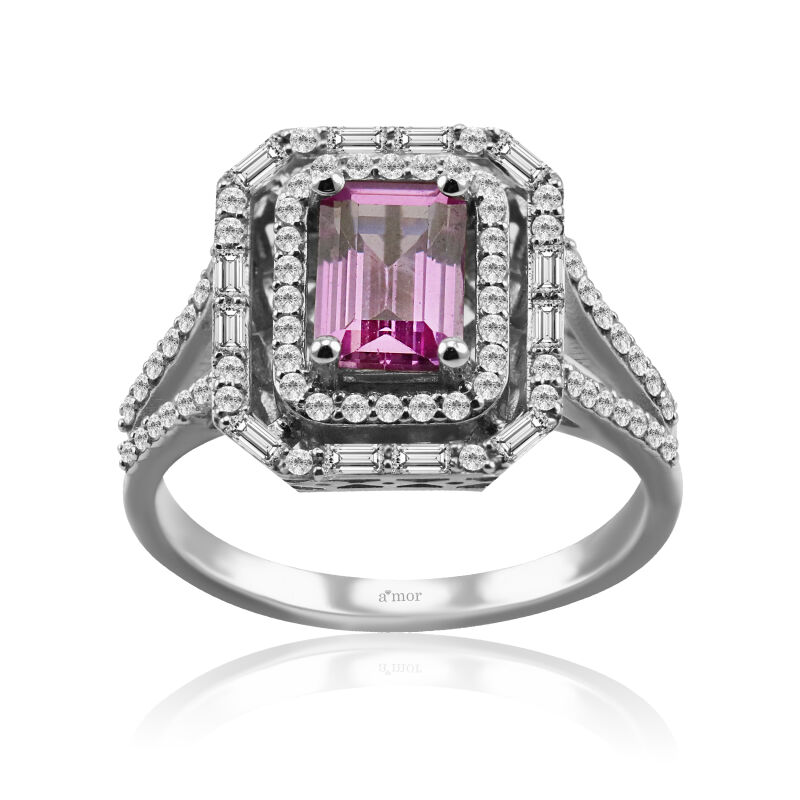 1.78 Karat Pembe Topaz Pırlanta Fantezi Yüzük - IDL Sertifikalı - 1