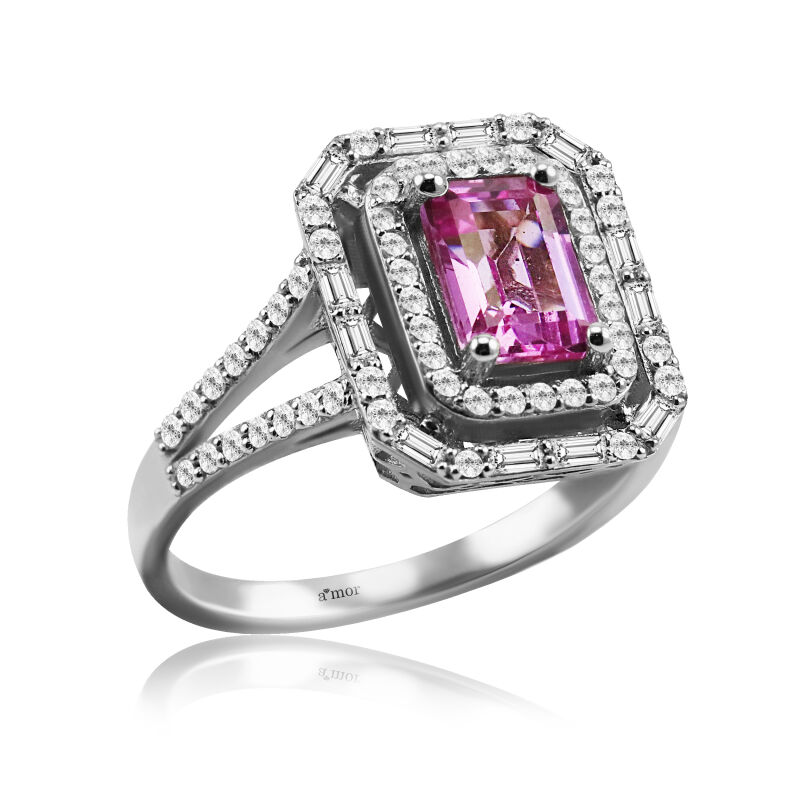 1.78 Karat Pembe Topaz Pırlanta Fantezi Yüzük - IDL Sertifikalı - 2