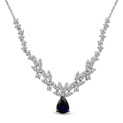 1.83 Karat Pırlanta Safir Kolye - IDL Sertifikalı - 1