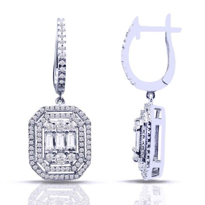 1.90 Karat Pırlanta Baget Küpe - IDL Sertifikalı - 1