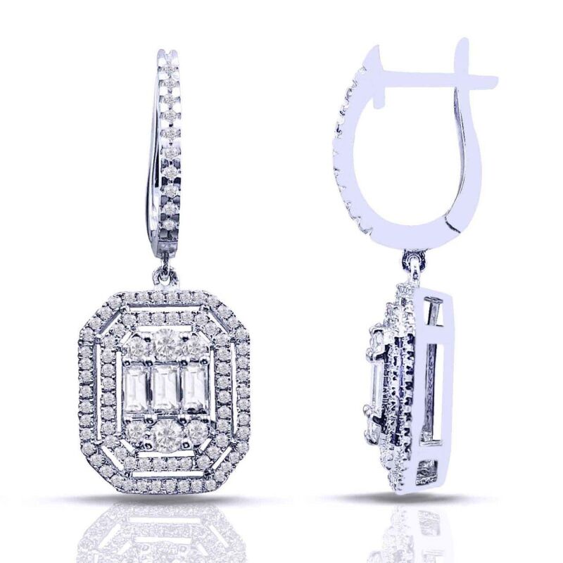 1.90 Karat Pırlanta Baget Küpe - IDL Sertifikalı - 1