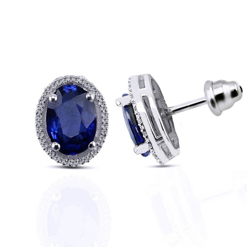 1.90 Karat Pırlanta Safir Küpe - IDL Sertifikalı - 1