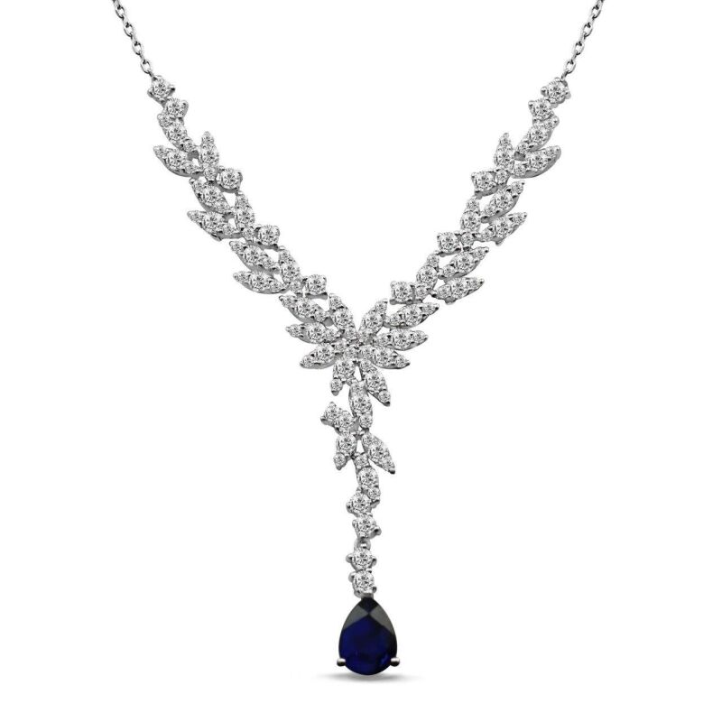 2.10 Karat Pırlanta Safir Kolye - IDL Sertifikalı - 1