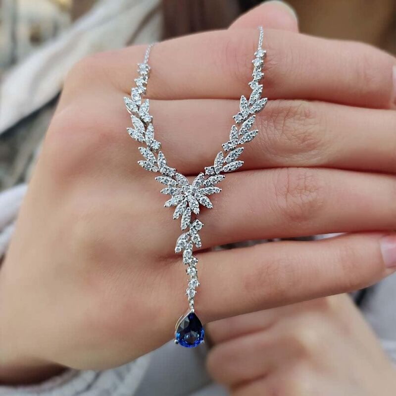 2.10 Karat Pırlanta Safir Kolye - IDL Sertifikalı - 3